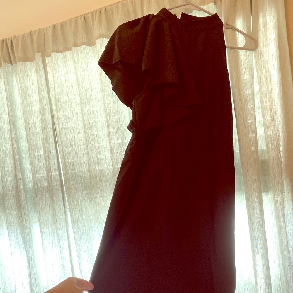 One shoulder floor length dress